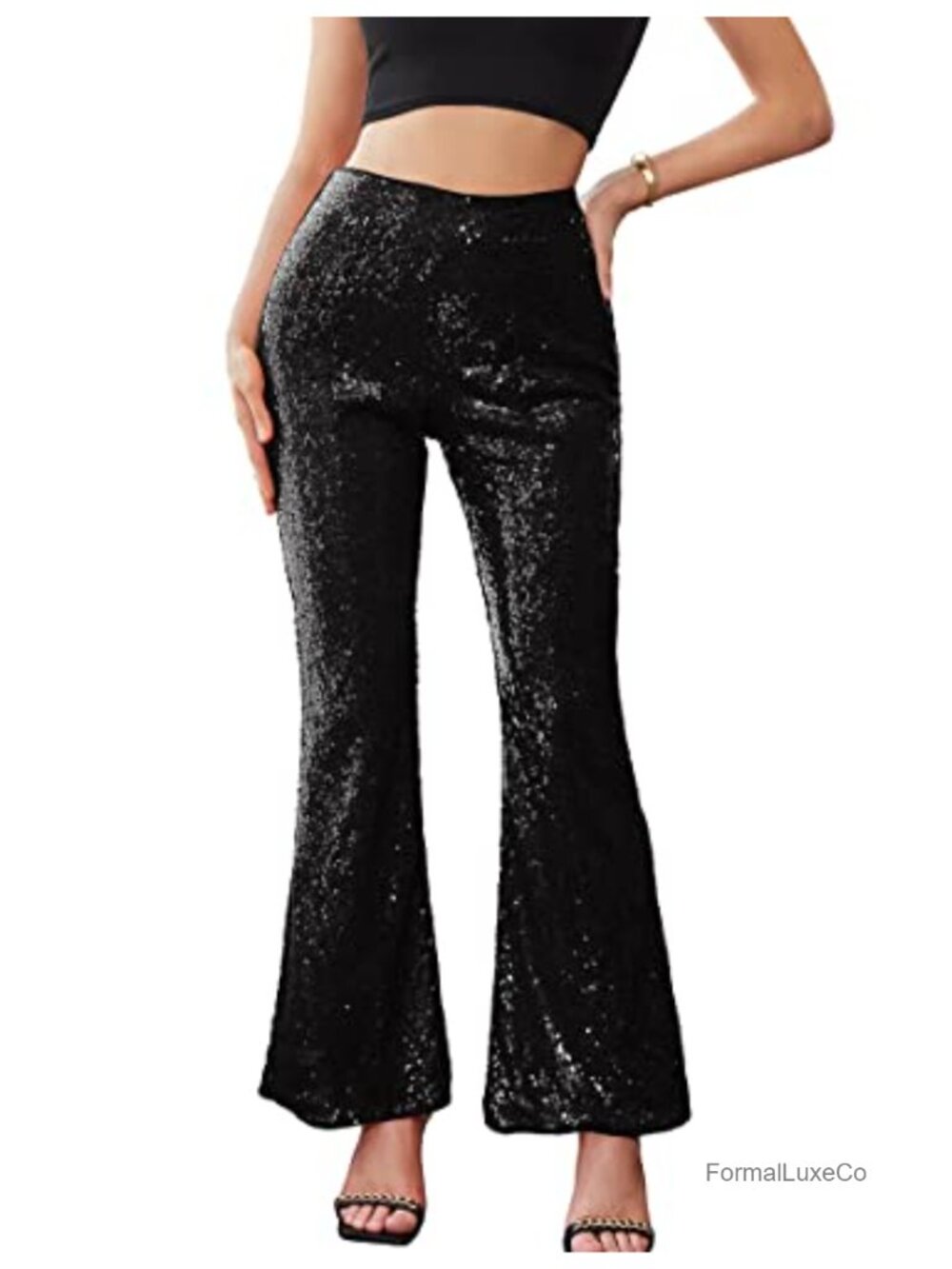 Sequin Flare Leggings Wide Leg Sparkly Palazzo Pants Party Clubwear